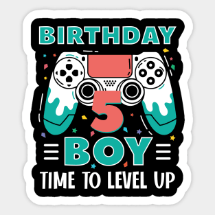 5th Birthday Boy Gamer Funny B-day Gift For Boys kids toddlers Sticker